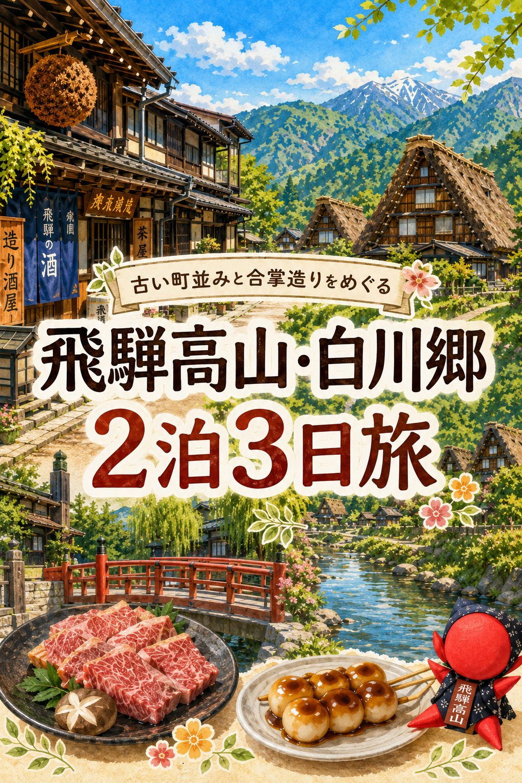 飛騨高山・白川郷で2泊3日|世界遺産の合掌造りと古い町並みをめぐる旅