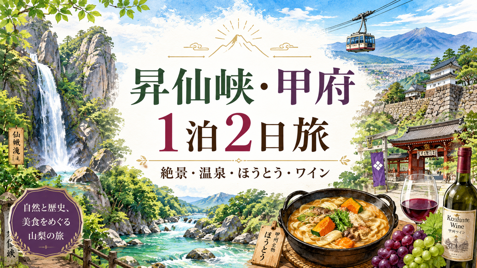 昇仙峡・甲府で1泊2日|渓谷の絶景と山梨グルメ、温泉を楽しむ旅