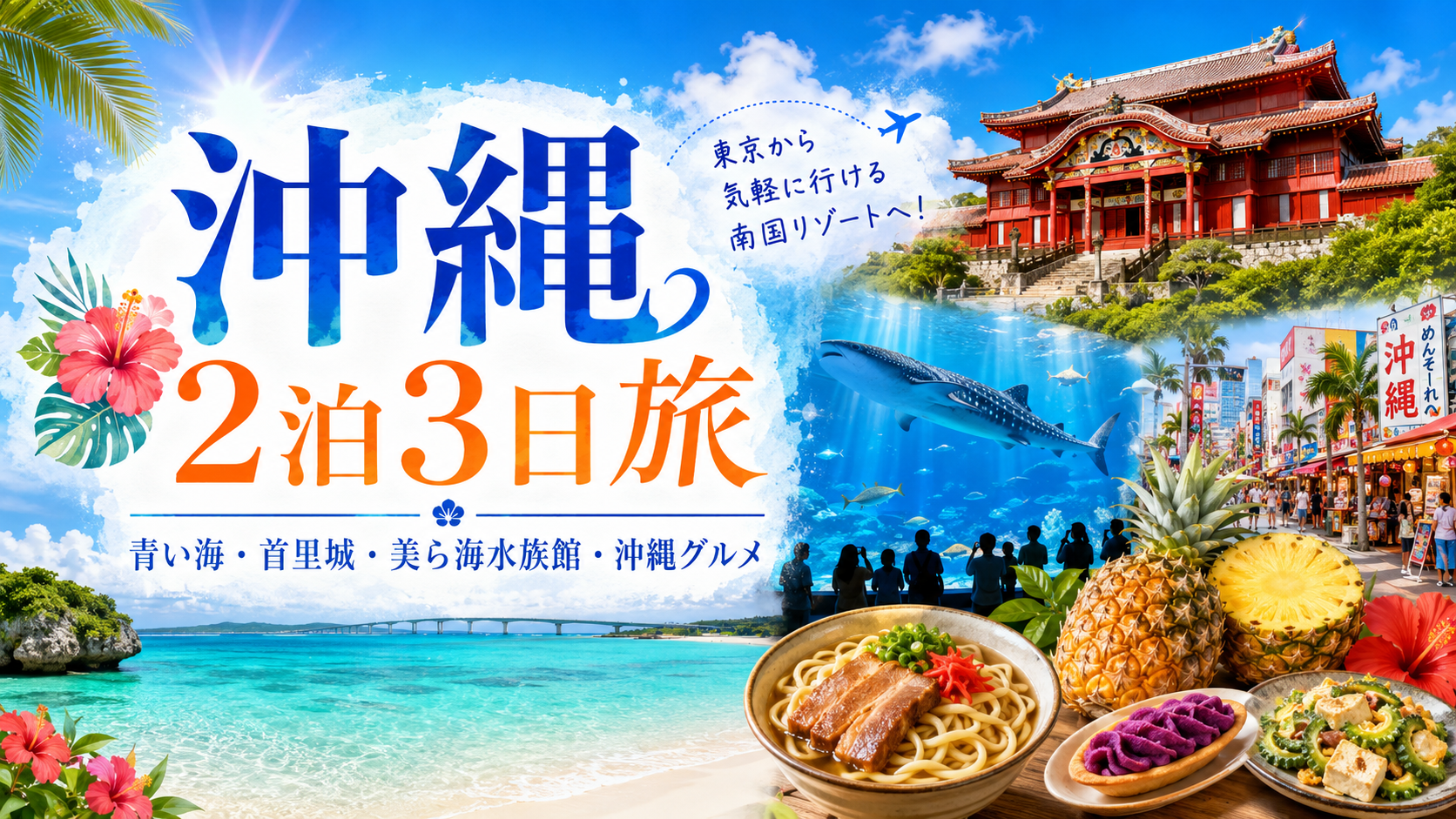 沖縄で2泊3日|美ら海水族館と青い海、南国グルメを満喫する旅